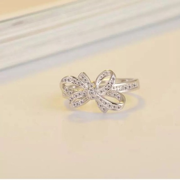 NEW 💎 925 Silver Adjustable big bow CZ Ring - Picture 3 of 6